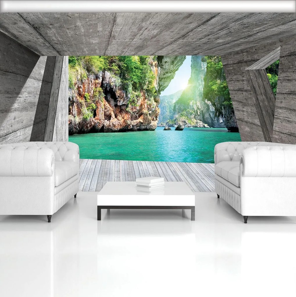 Fototapet - Privire spre cascadă - natura (152,5x104 cm)