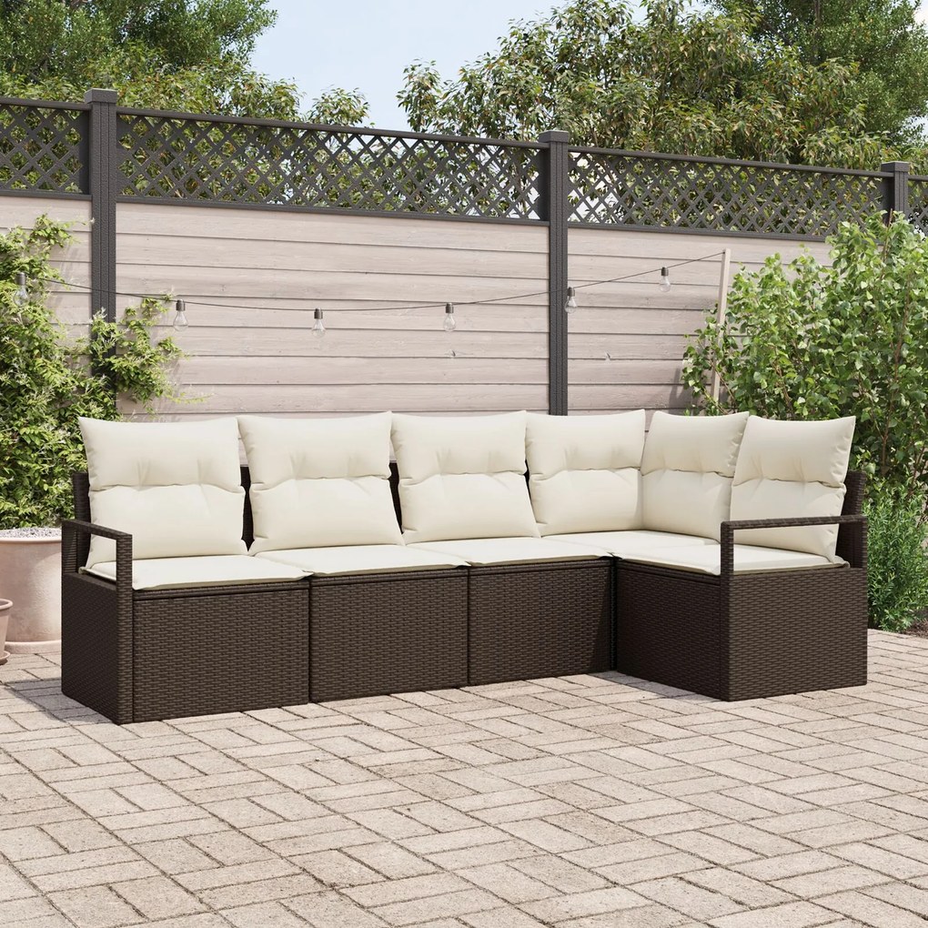 vidaXL Set de canapele pentru grădină 5 pcs Maro Rattan poli