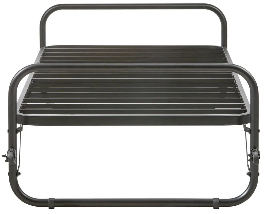 Pat negru din metal pliabil cu somieră 90x200 cm Lucy – WOOOD