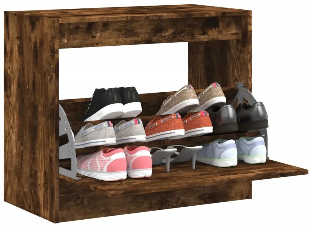 vidaXL Pantofar, stejar fumuriu, 80x42x69 cm, lemn compozit
