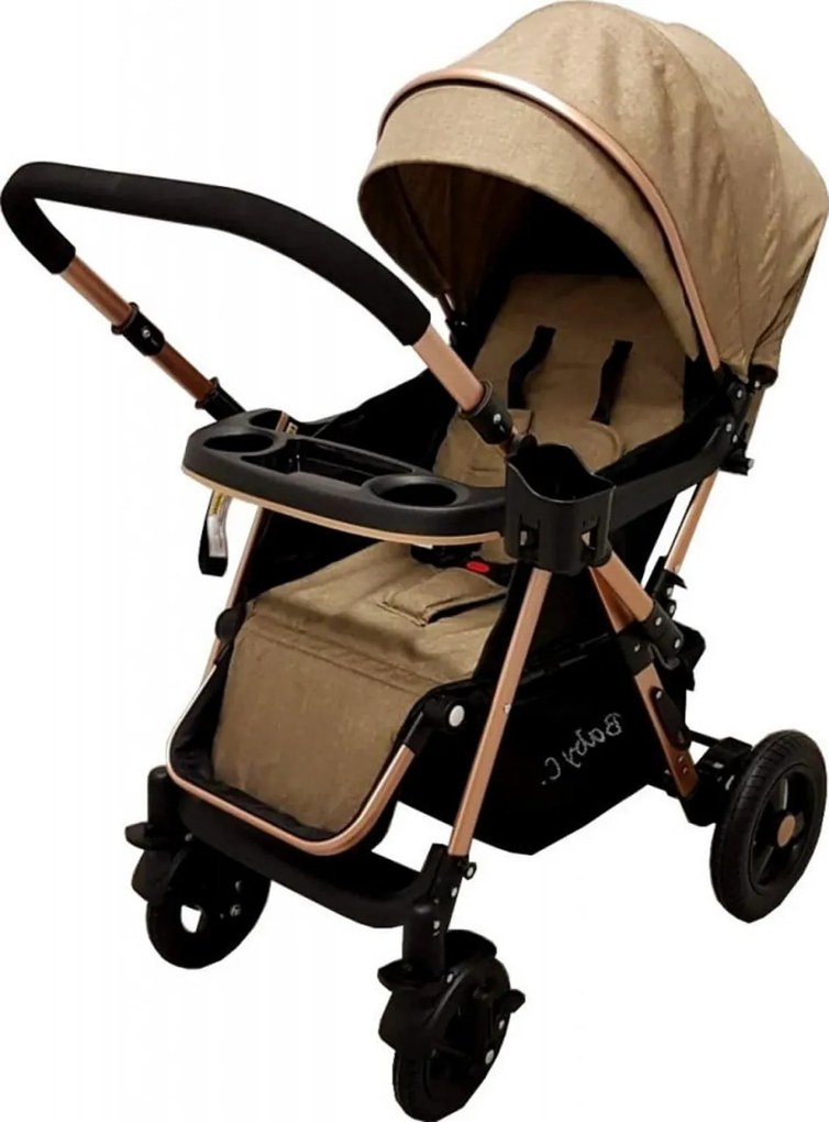 Carucior nou nascuti 2 in 1 BABY CARE™ PRO 511, Cadru aluminiu, Maner reversibil, Spatar reglabil in 5 trepte, Amortizoare, Plasa insecte, Frana