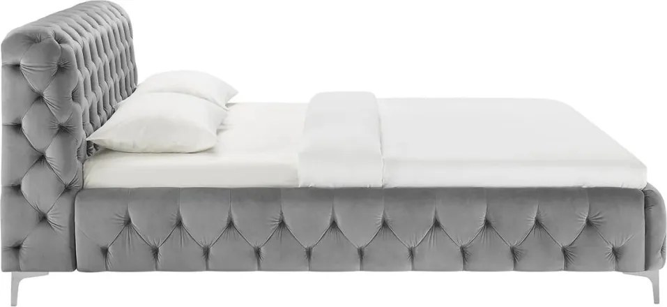 Pat elegant tapitat cu catifea gri MODERN BAROCK 180x200cm A-46162 VC