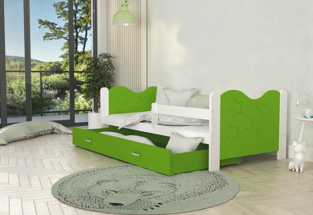 Supermobel Pat pentru copii MIKOLAJ P1 COLOR + saltea + somieră GRATIS, 160x80, gri/alb