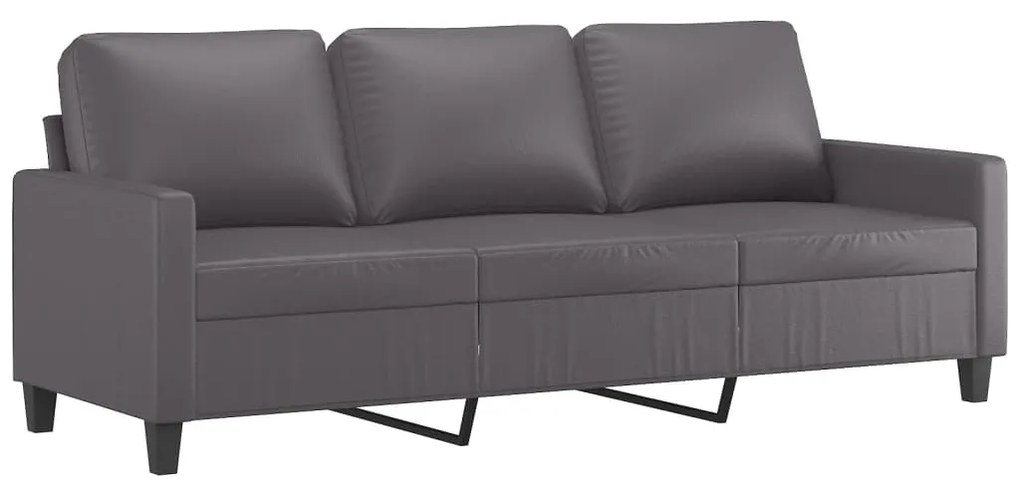 359144 vidaXL Canapea cu 3 locuri, gri, 180 cm, piele ecologică