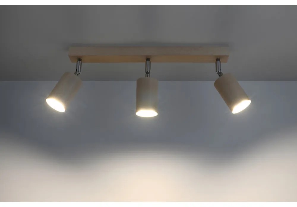 Plafonieră din lemn Sollux Ludwik, lungime 45 cm