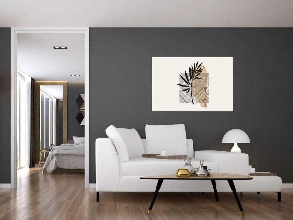 Tablou - Abstracție cu frunze tropicale N⁰1 (90x60 cm)