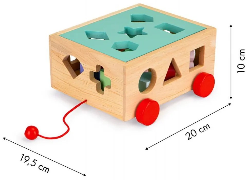 Inserție educativă din lemn pentru copii cu cuburi Trolley