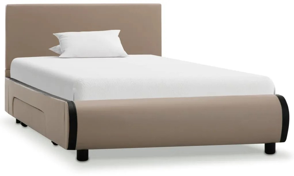 284960 vidaXL Cadru pat cu sertare, cappuccino, 90x200 cm, piele artificială