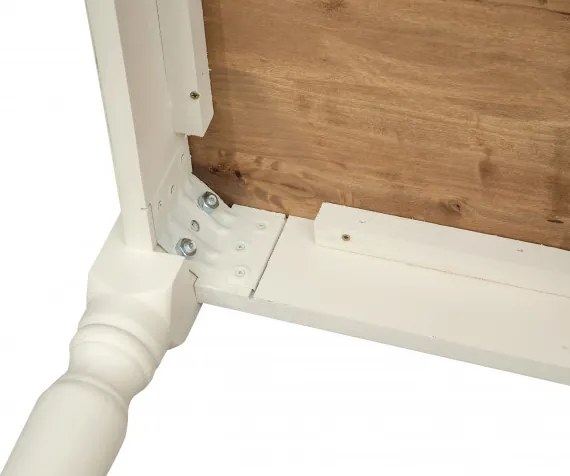 Masa fixa, L120 80 H80 cm, cu sertar, lemn masiv alb antichizat/natur