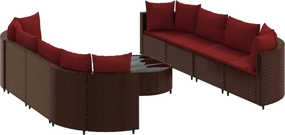 vidaXL Set canapele de grădină cu perne, 9 piese, maro, poliratan