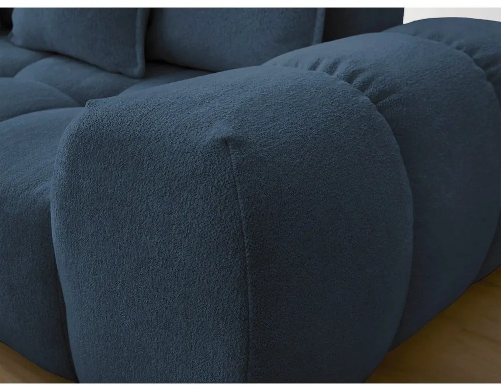 Colțar albastru închis extensibil/cu spațiu de depozitare cu tapițerie din chenille (cu colț pe partea stângă/în formă de ”L”) Everest – Bobochic Paris