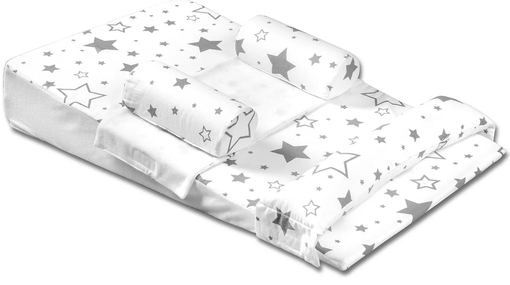 Perna antireflux pentru bebe 4 in 1 Kidizi Galaxy Grey – pozitionare inclinata pentru reflux, colici si confort dupa masa