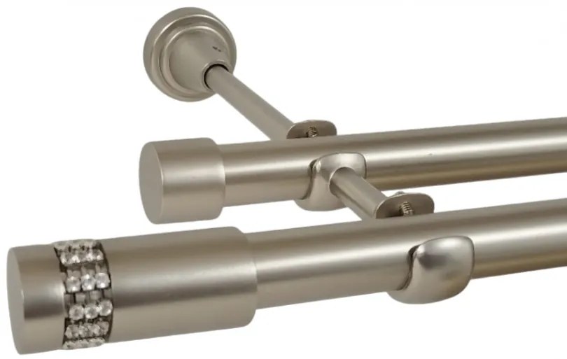 Galerie dubla fara inele XANTOS 19 mm CROM MAT (Alege marime: 180 cm)