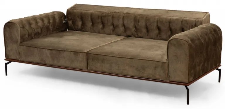 Canapea Extensibilă cu 3 Locuri Siesta With Capitone 3 Seater, Maro