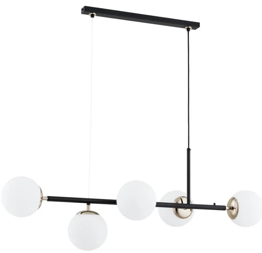 Lustră pe cablu DANSA 5xE14/10W/230V negru/auriu