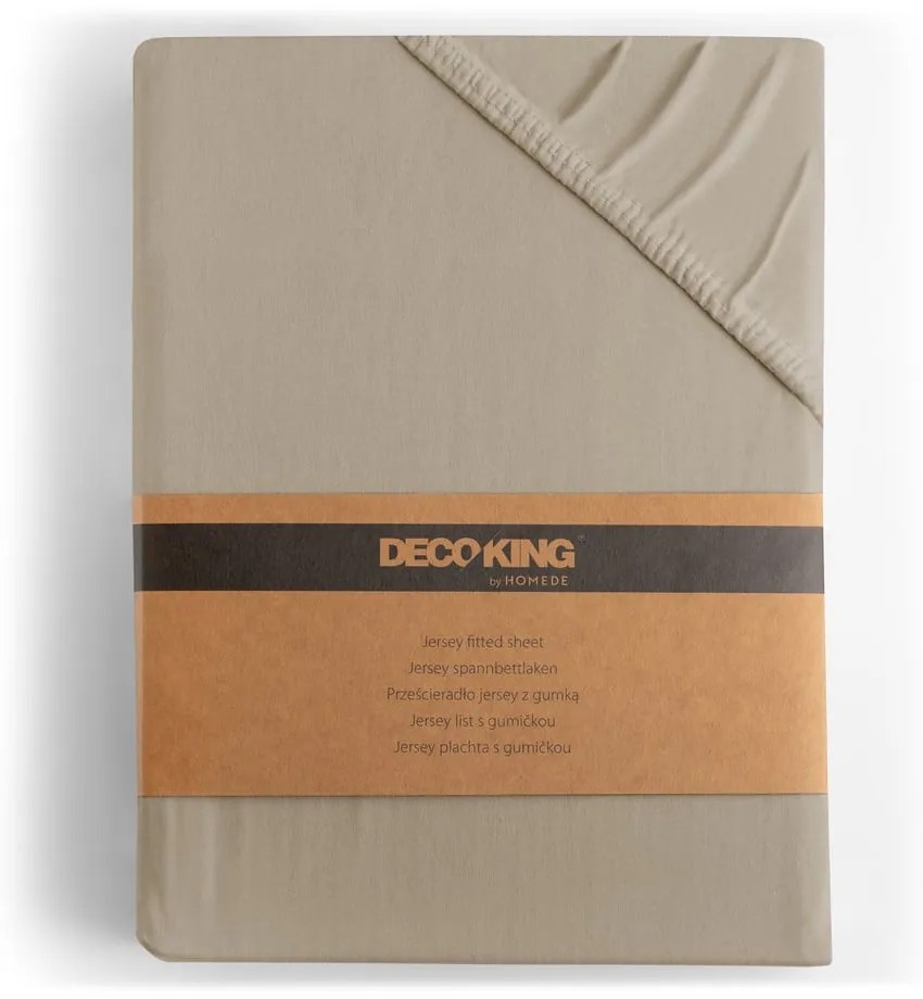 Cearceaf maro deschis din jerseu cu elastic 240x220 cm Amber – Restilo