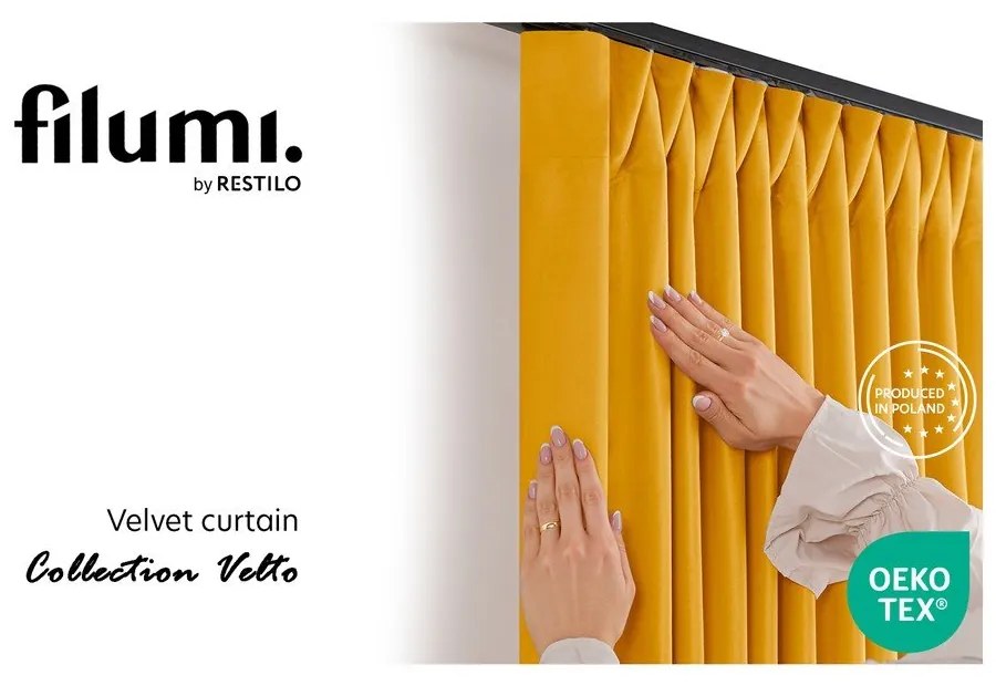 Draperie galben-muștar dimout (semi-opacă) din catifea 530x300 cm Velto – Filumi