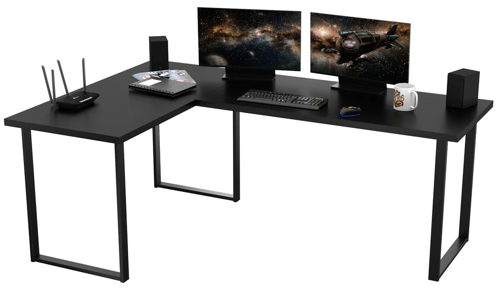Masă PC de colț Vintid (Negru). 1054978