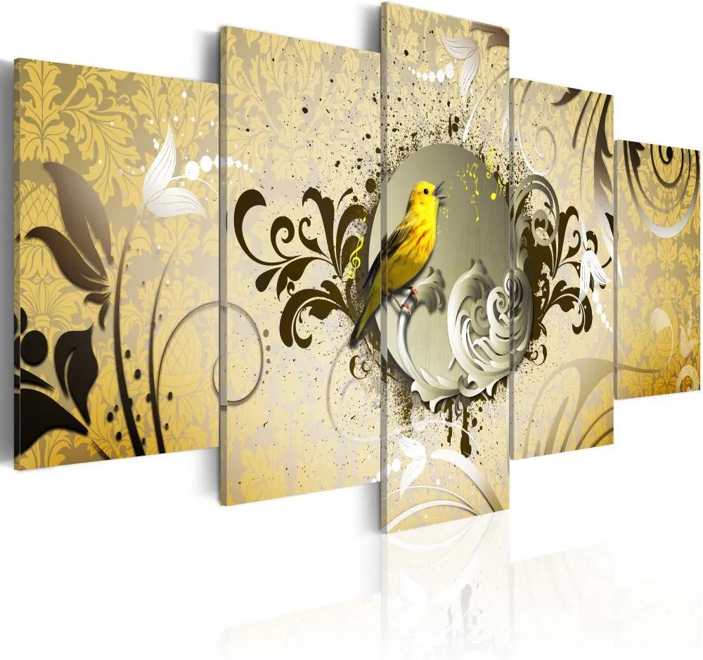 Tablou Bimago - Yellow bird singing 100x50 cm
