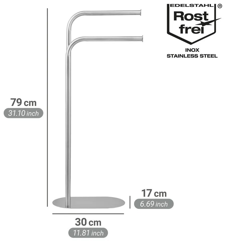 Suport pentru prosoape argintiu mat din oțel inoxidabil Levante – Wenko