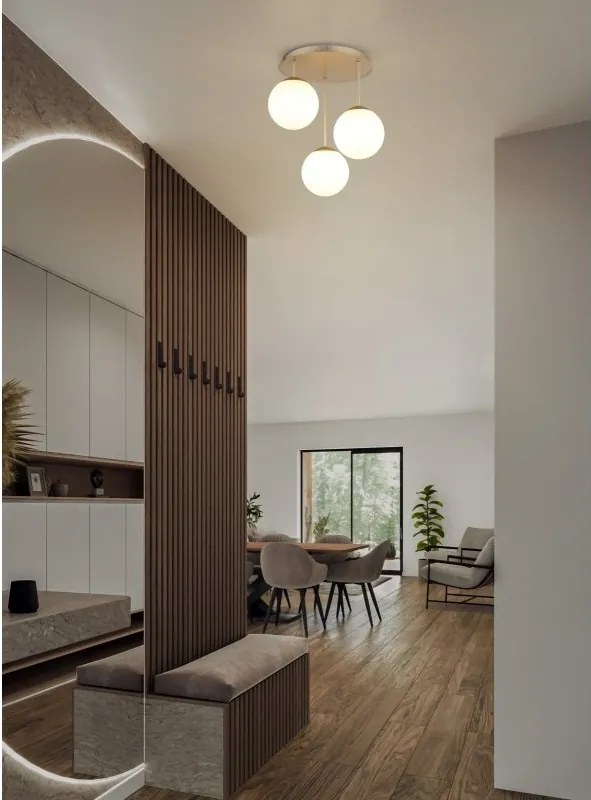 Lustra aplicata moderna HARMON 3L sampanie/alb