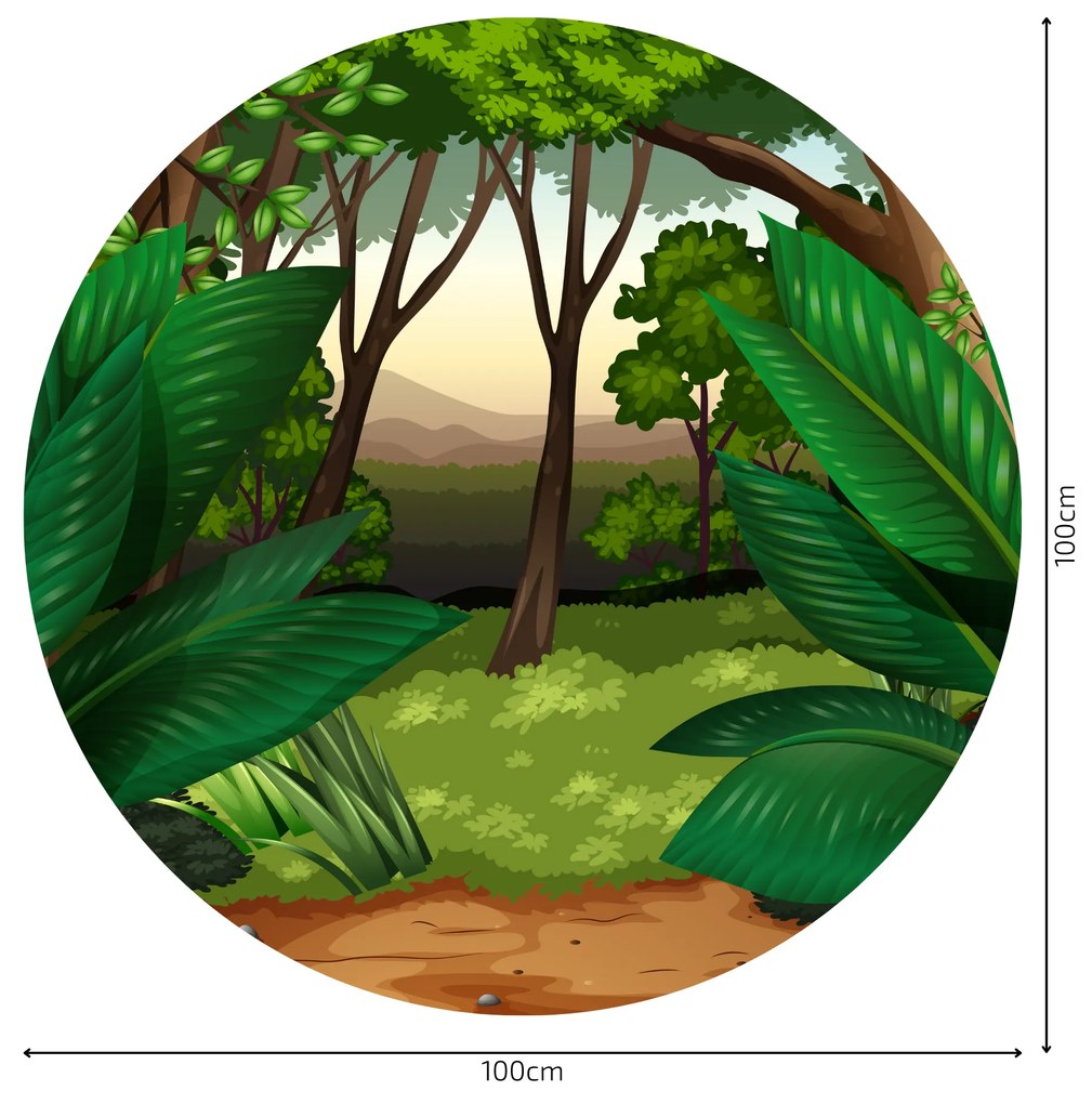 PIPPER. Autocolant circular de perete „Jungla” mărimea: 60cm