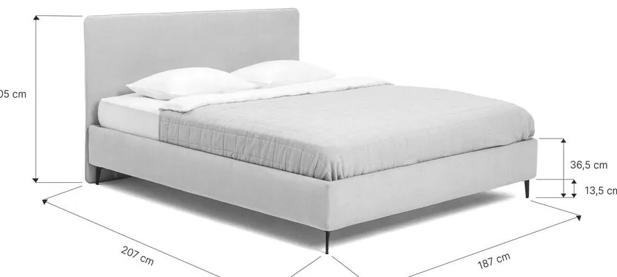 Pat dublu tapițat albastru cu saltea și somieră 180x200 cm Noira Slim - Bonami Selection