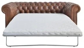 Canapea extensibila Chesterfield, maro, din piele naturala