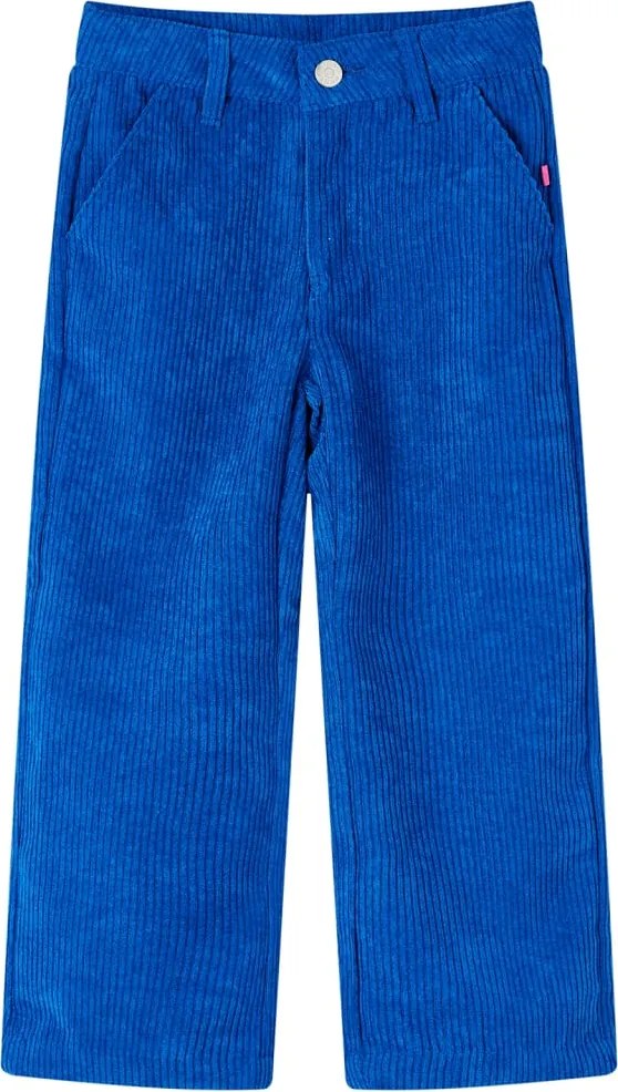 vidaXL Pantaloni pentru copii, velur, albastru cobalt 128