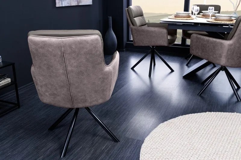 Set 2 scaune pivotante pivotant Big George, microfibra/ piele taupe