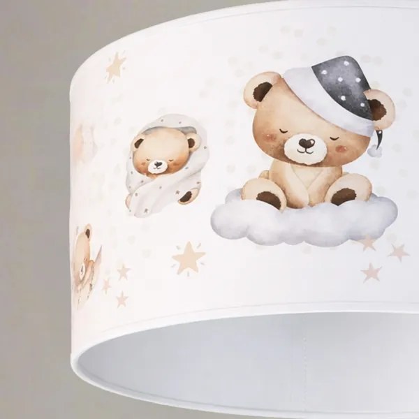 BRILAGI - Lustră LED suspendată pe cablu pentru copii BOBO, 1xE27/60W/230V, diametru 35 cm, alb/cu ursuleți