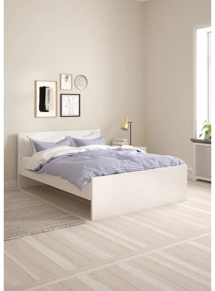 Pat matrimonial alb din placă aglomerată de lemn fără somieră 140x200 cm Naia – Tvilum