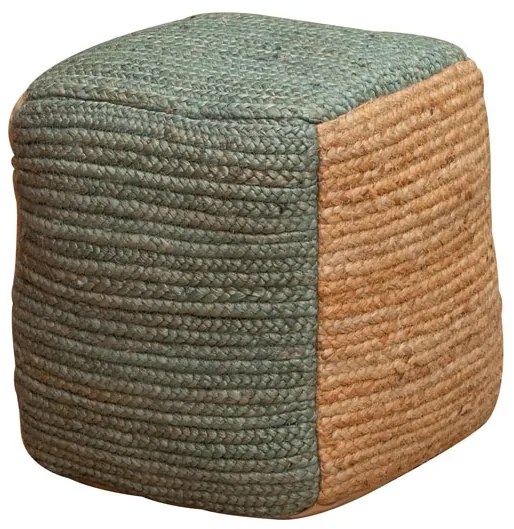 Puf din iuta naturala, verde, Pouf