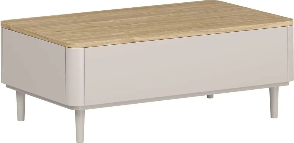 Masă de cafea Amilio 100 cm cu sertare - cașmir / stejar uleiat