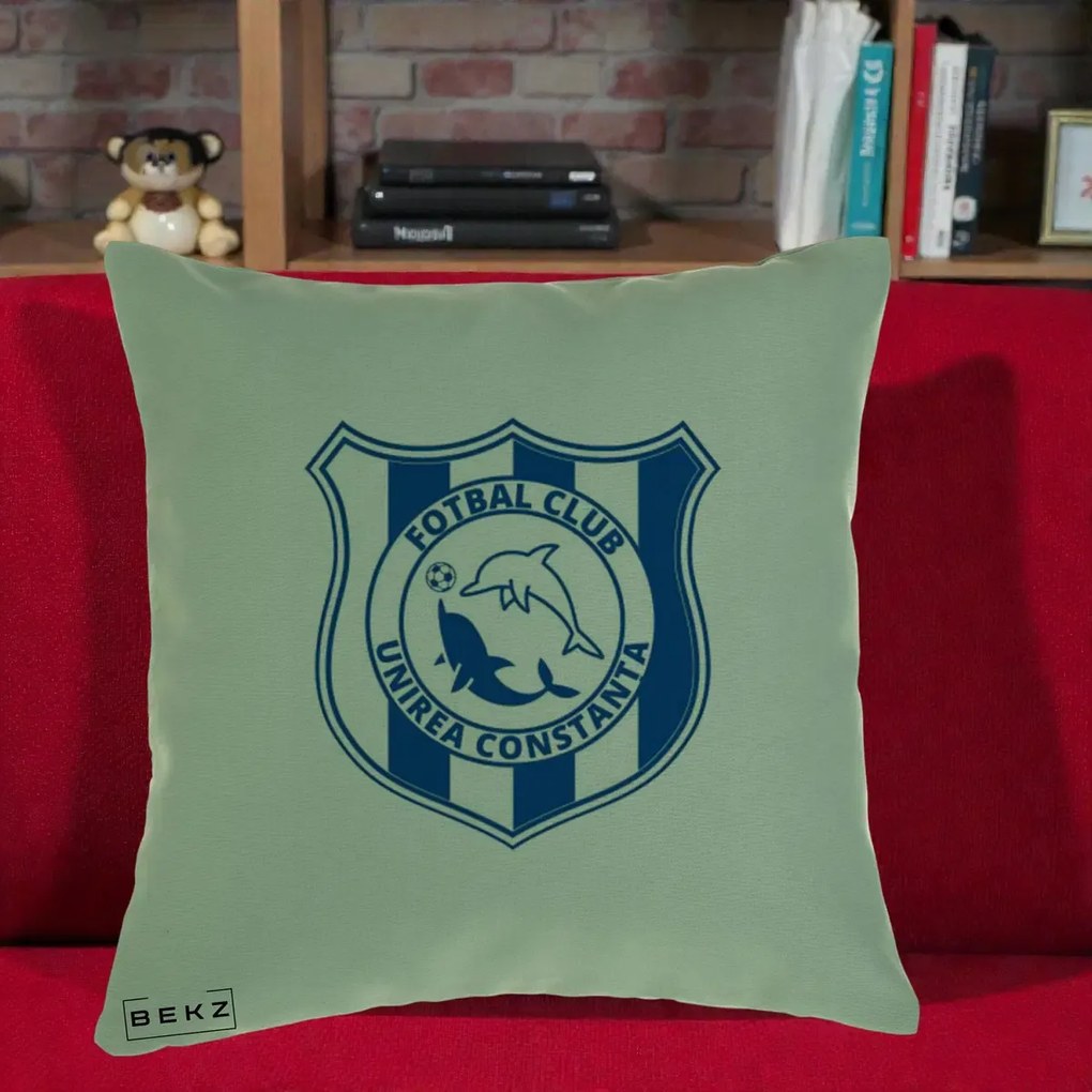 Perna Personalizata FC Unirea Constanta Fotbal, 40x40 cm, Verde, Husa Detasabila, Perna Inclusa, BEKZ®