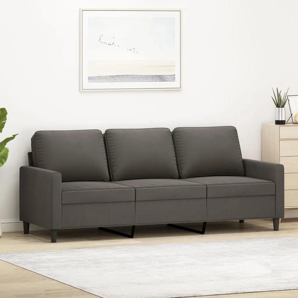 Canapea cu 3 locuri, gri inchis, 180 cm, material catifea Morke gra, 198 x 77 x 80 cm