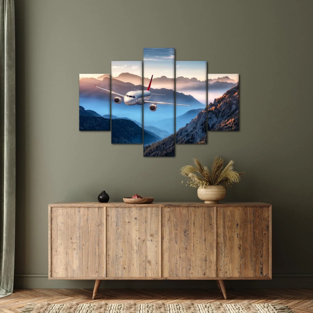 Tablou - Avion peste crestele montane (150x105 cm)
