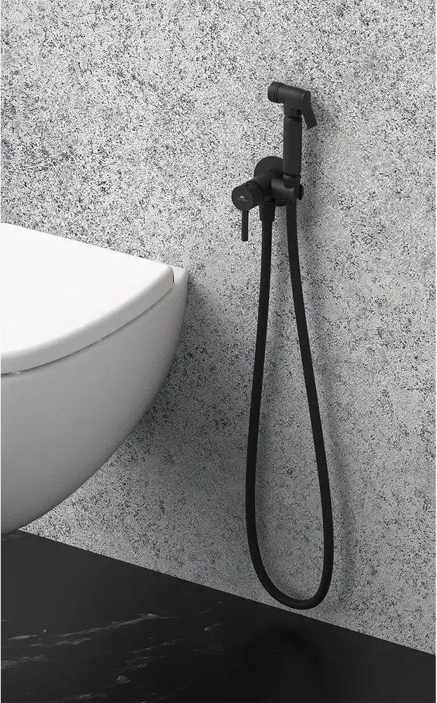 Dus igienic cu baterie Rubineta Ultra monocomanda finisaj negru mat