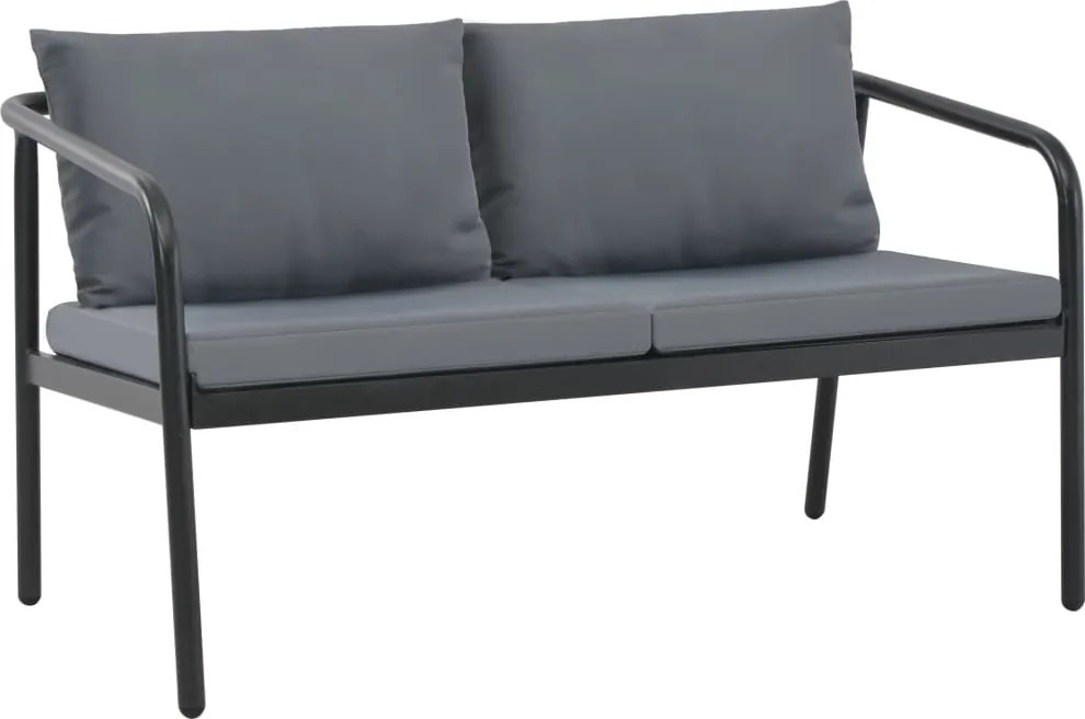 vidaXL Canapea de grădină cu 2 locuri, cu perne, gri, aluminiu