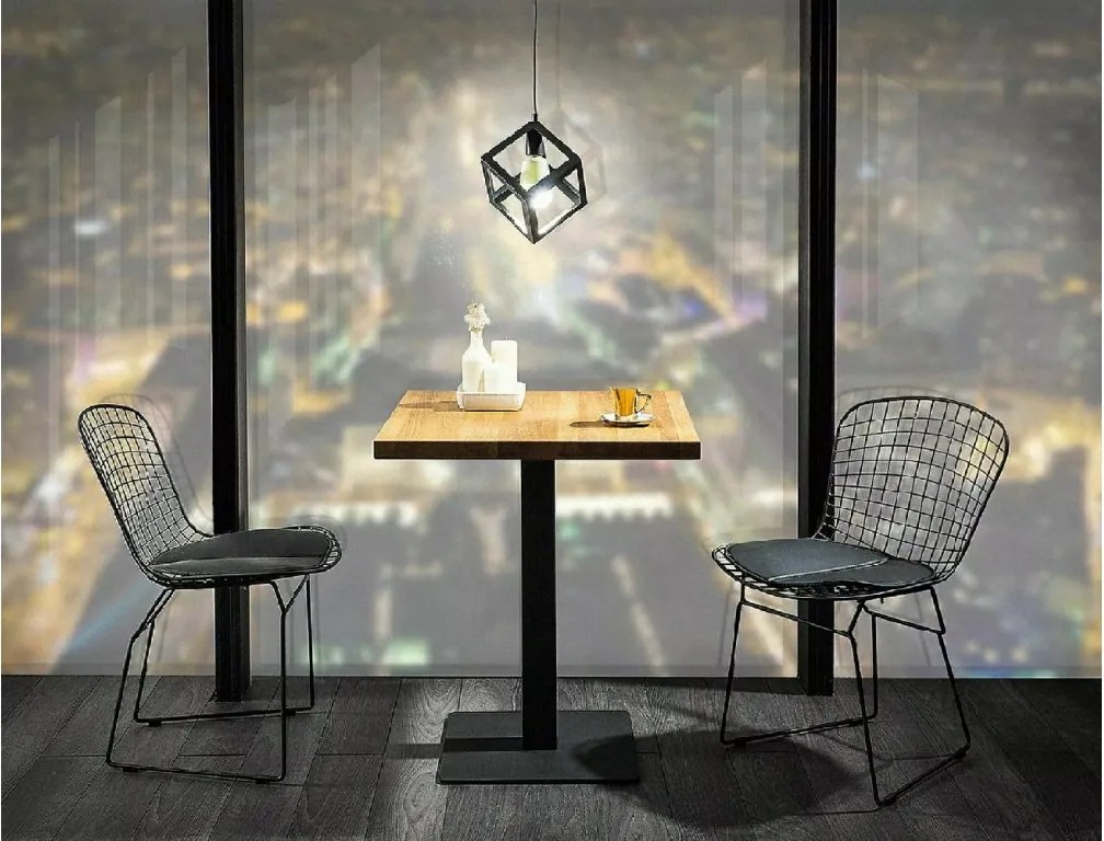 Masa de sufragerie neagra cu blat de stejar PURO 70x70