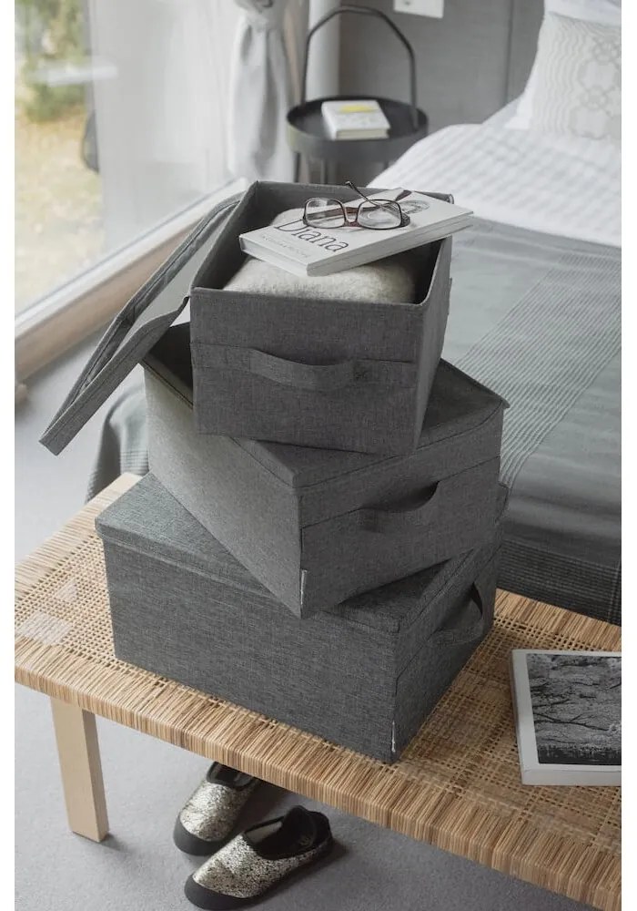 Cutie de depozitare gri din material textil cu capac 35x19x26 cm Soft Storage – Bigso Box of Sweden