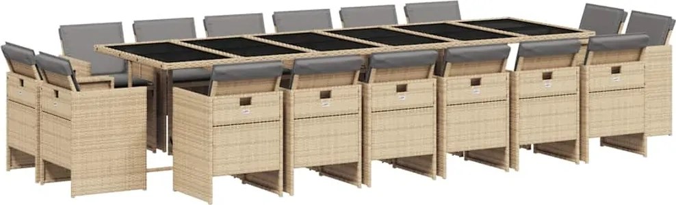 vidaXL Set mobilier grădină cu perne, 17 piese bej combinat poliratan