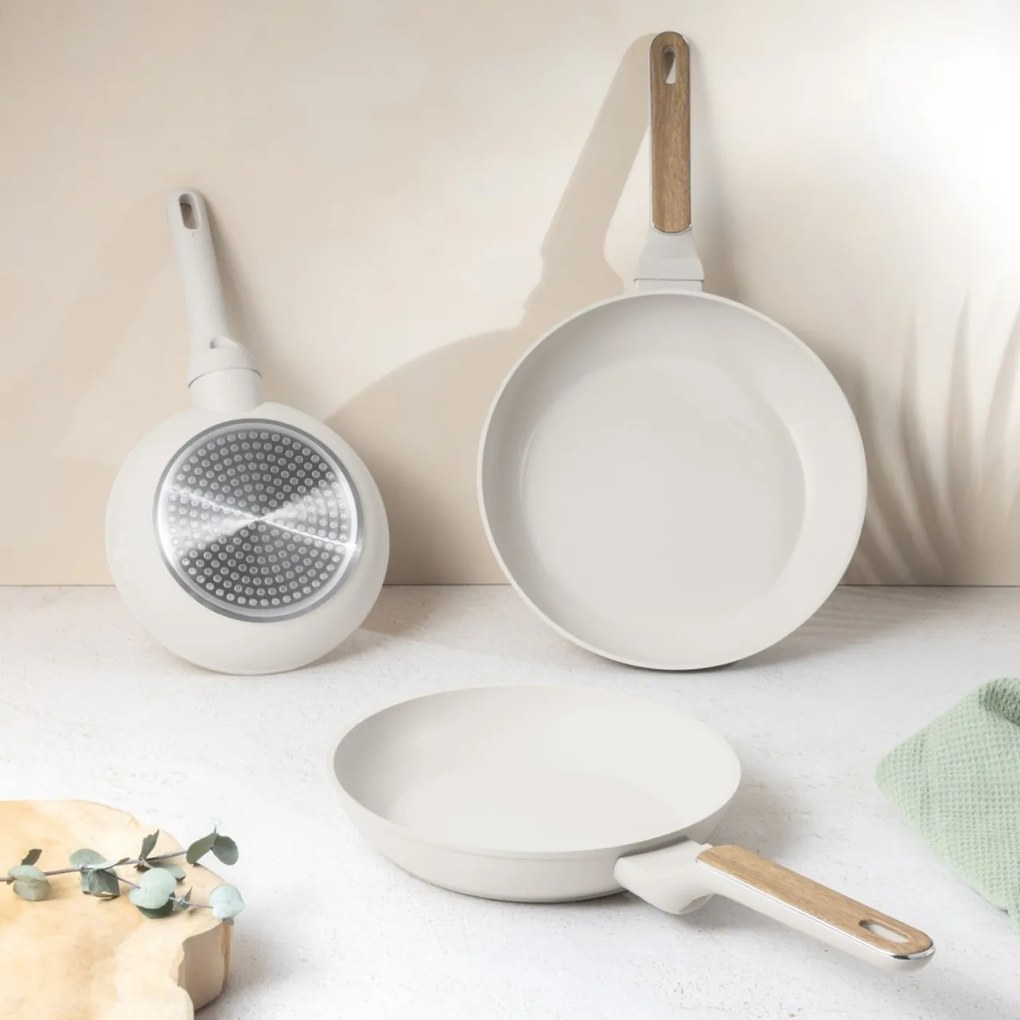Set tigai 3 piese Sahara Nordic Berlinger Haus BH 8322, crem mat, compatibile cu toate tipurile de plita, invelis antiaderent titanPro