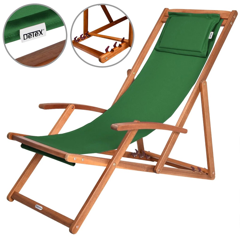 Șezlong de grădină SIENA, 65x87x102cm, verde Casaria