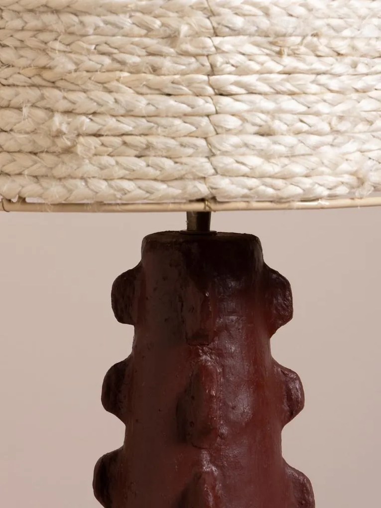 Lampă de masă burgundy cu abajur din canepa, "Yucatan"