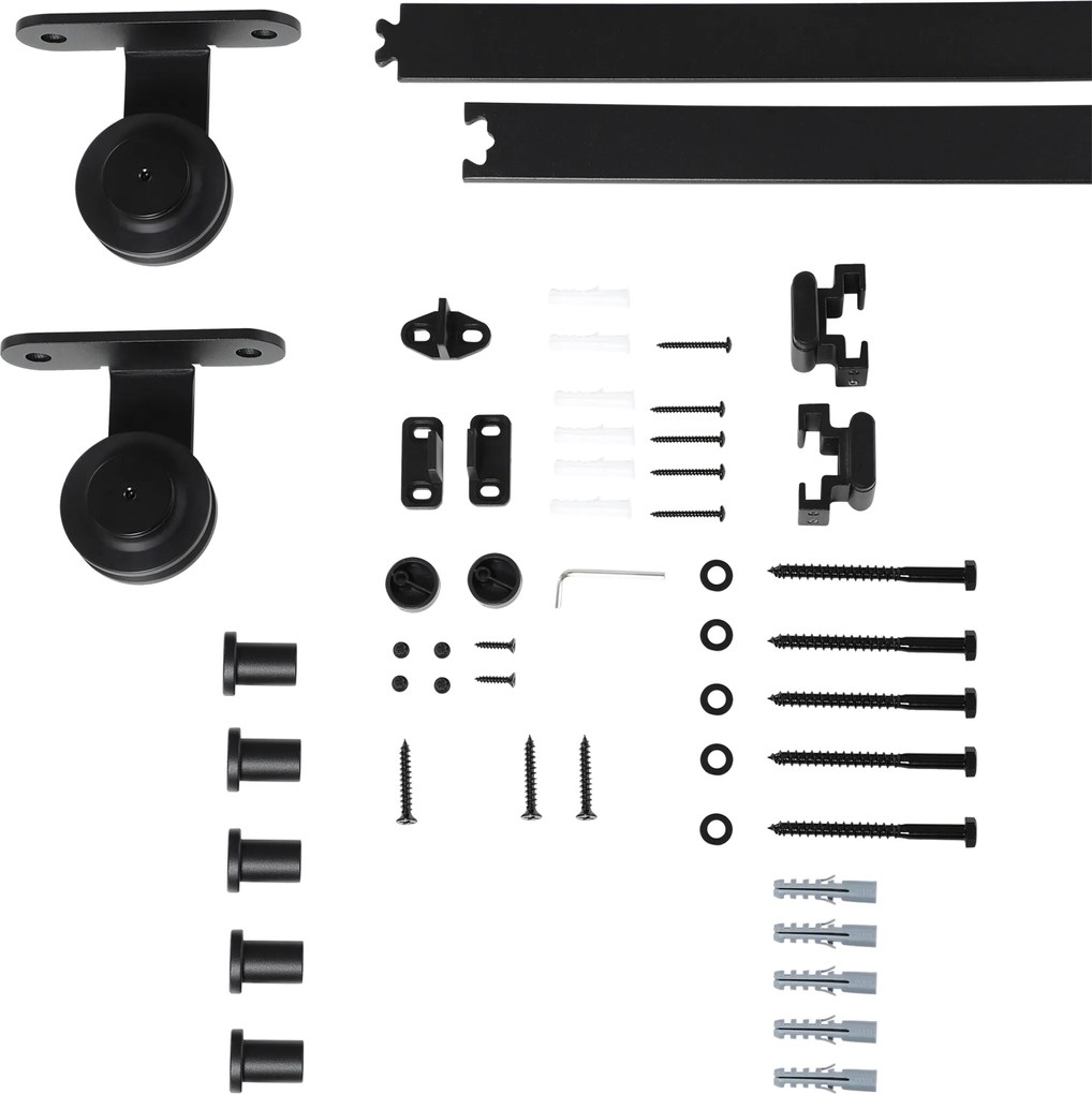 HOMCOM Set feronerie ușă culisantă, oțel carbon, suport 100 kg, pentru uși lemn 3.5-4.5 cm | Aosom Romania