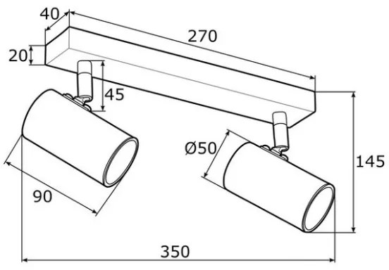 Spot Argon 0891 LAGOS 2xGU10/5W/230V negru/alămiu