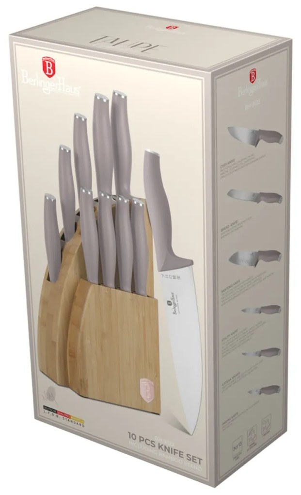 Set cutite 10 piese, stativ Taupe Berlinger Haus BH 3122