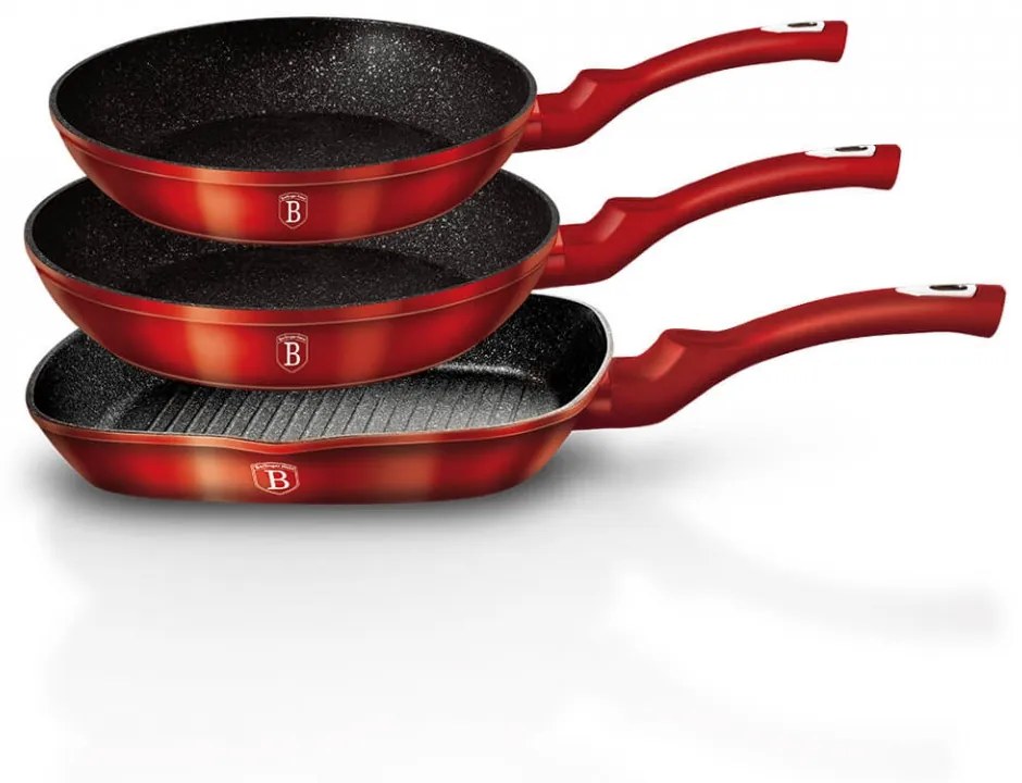 Set 3 tigai marmorate (3 straturi) Metalic Line Burgundy Berlinger Haus BH 1289N