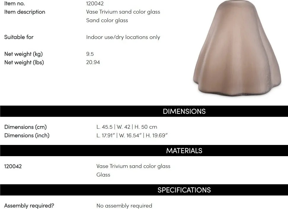 Vaza, Vas decorativ LUX din sticla Trivium